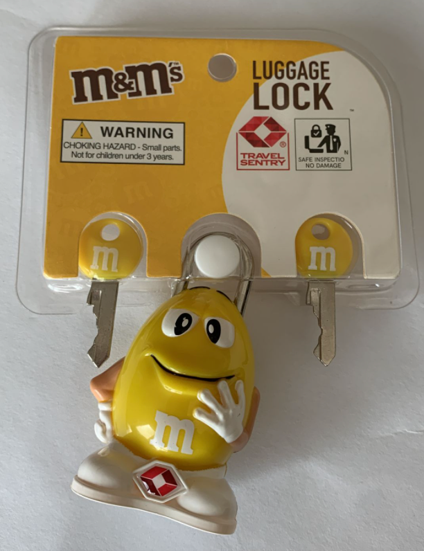 M&M's World Character Yellow Luggage Lock With 2 Keys New Sealed