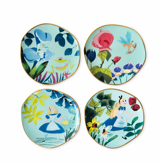 Disney Alice in Wonderland 70th by Mary Blair Dessert Plate Set of 4 New w Box