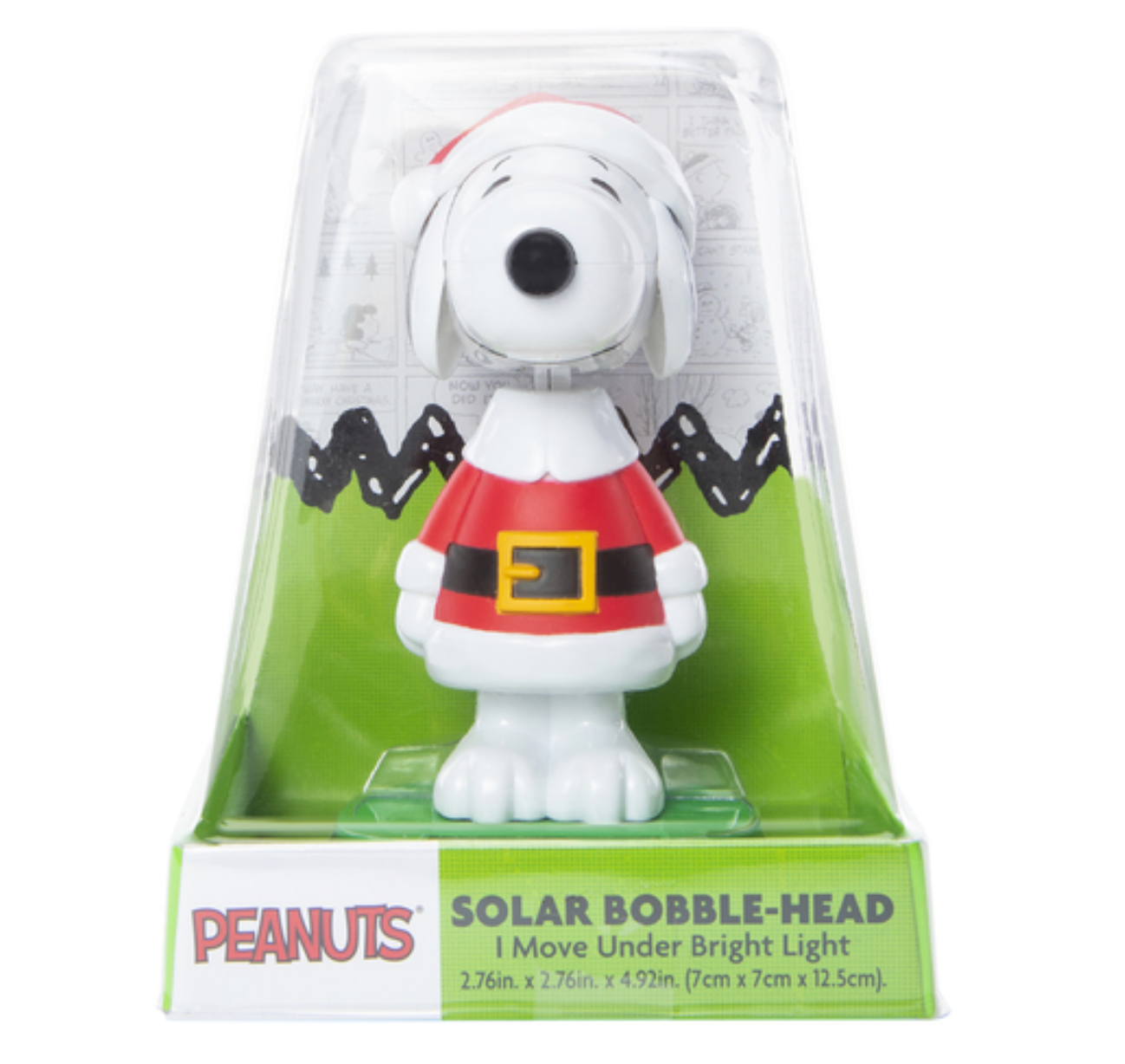 Peanuts Santa Snoopy Merry Christmas Solar Bobblehead New with Box
