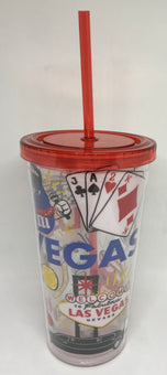 M&M's World Welcome to Fabulous Las Vegas Characters Large Tumbler w Straw New