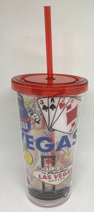 M&M's World Welcome to Fabulous Las Vegas Characters Large Tumbler w Straw New