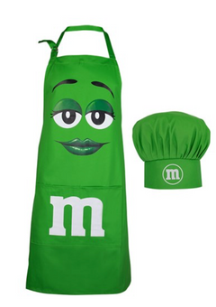 M&M's World Green Character Apron and Chef Hat Set for Adult New with Tag