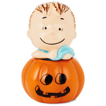 Hallmark Peanuts Linus Jack-o'-Lantern Stacking Salt Pepper Shakers Set of 2 New