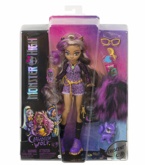 Mattel Monster High Clawdeen Wolf with Pet Dog Purple Streaked Hair New