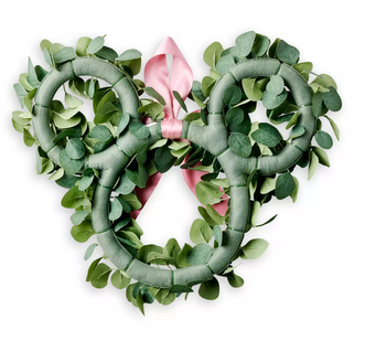 Disney Homestead Mickey Icon Pink Satin Bow Wreath New with Tag