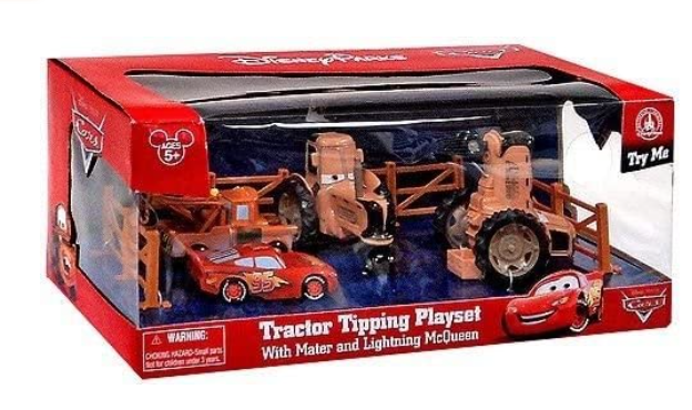 Disney Parks Pixar Cars Tractor Tipping Playlet Mater & McQueen New With Box
