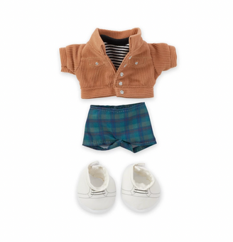 Disney NuiMOs Corduroy Jacket Striped Shirt Plaid Pants White Sneakers New