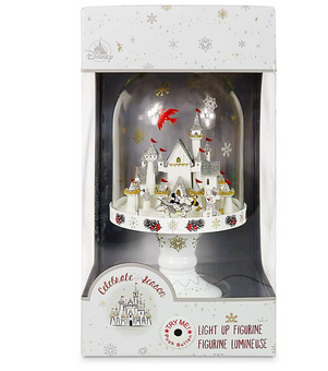 Disney Parks Mickey Minnie Fantasyland Castle Light-Up Holiday Snow Dome New Box
