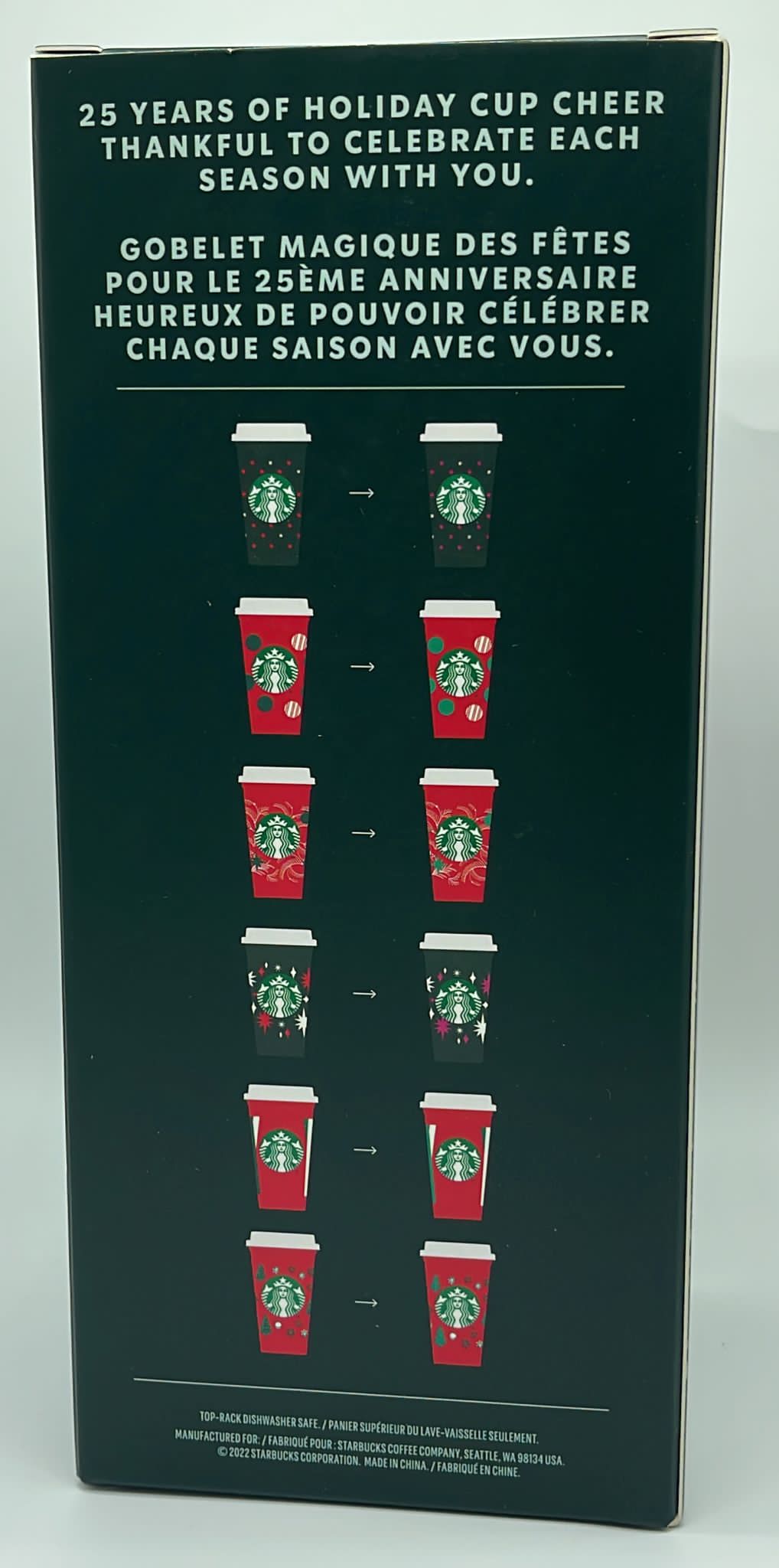 Starbucks 25th Christmas Holiday 2022 Color Change Reusable Cups Set 6 New Box