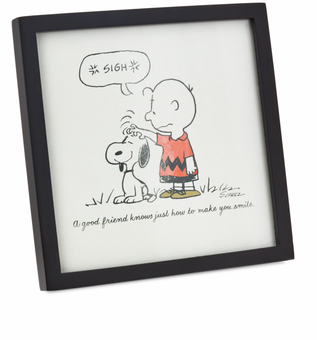 Hallmark Peanuts Charlie Brown Snoopy Friends Make You Smile Framed Artwork New