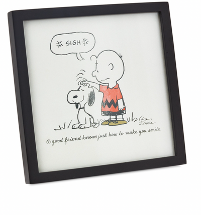 Hallmark Peanuts Charlie Brown Snoopy Friends Make You Smile Framed Artwork New