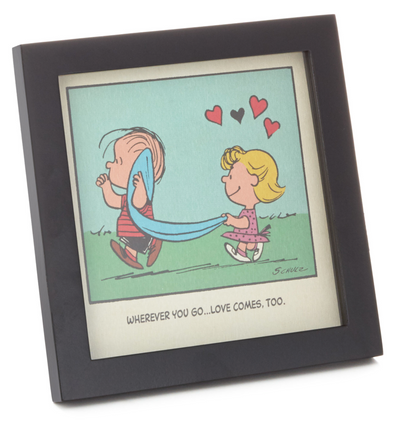 Hallmark Peanuts Linus and Sally Love Comes Too Framed Art Quote Sign New