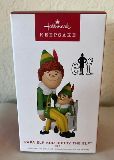 Hallmark 2022 Elf Papa Elf and Buddy the Elf Christmas Ornament New With Box