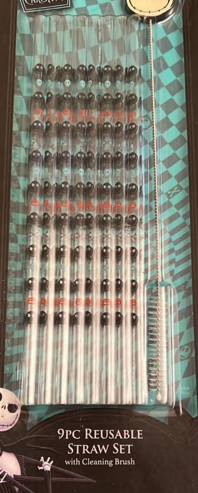 Disney Nightmare Before Christmas Jack Reusable Straw Set of 9 New with Tag