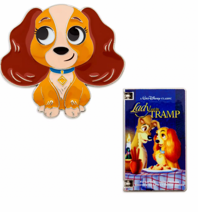 Disney Lady and the Tramp VHS Pin Set Limited Release New