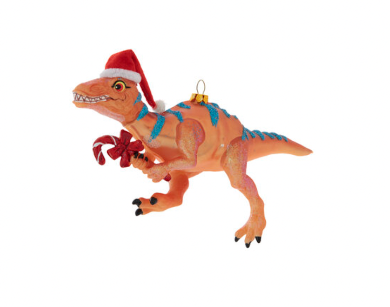 Robert Stanley Santa Orange Dinosaur Candy Cane Christmas Ornament New Tag