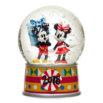 Disney Store Mickey and Minnie Mouse Christmas Holiday Snowglobe 2018 New