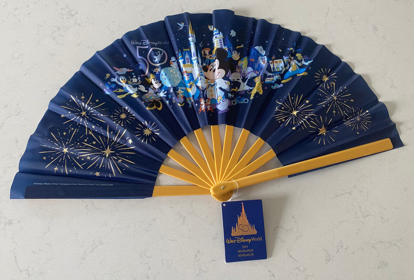 Disney Parks WDW 50th Anniversary Mickey and Friends Hand Fan New with Tag