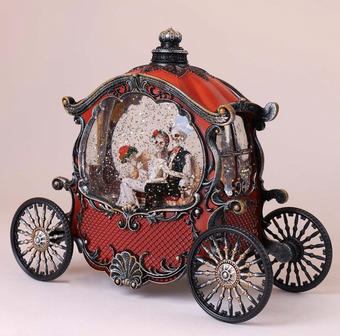 Cracker Barrel Skeleton Carriage Glitter Globe New With Box