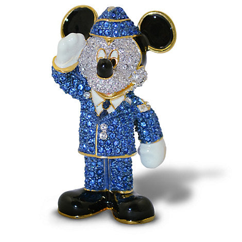 Disney Parks Mickey Mouse Air Force Jeweled Figurine by Arribas Brothers New Box
