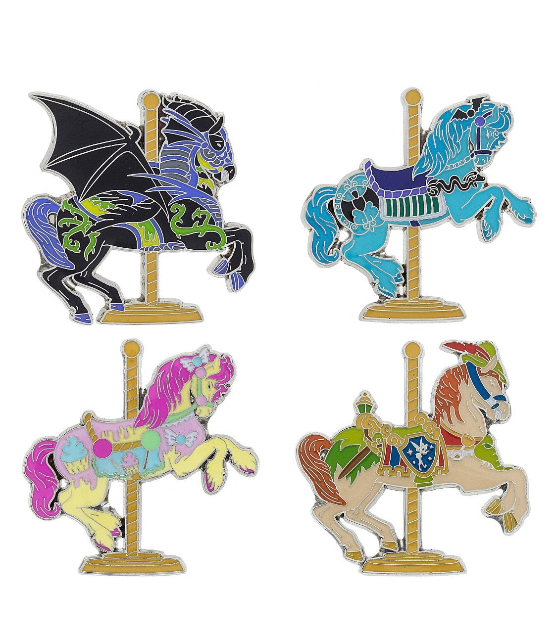 Disney Parks Carousel Horse Pin Set New with Card