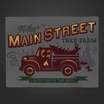 Disney Yuletide Farmhouse Mickey Main Street Tree Farm Holiday Light-Up Sign New