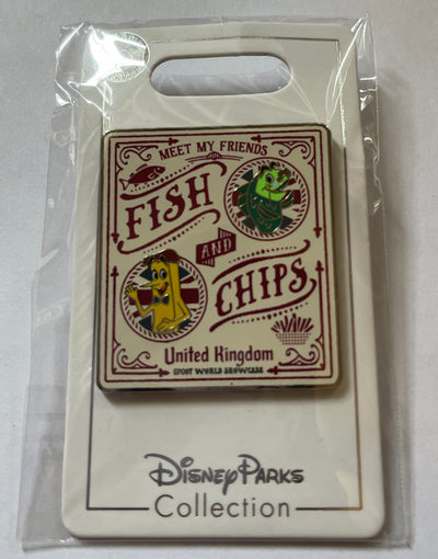 Disney Parks Epcot World Showcase United Kingdom Fish and Chips Pin New w Card