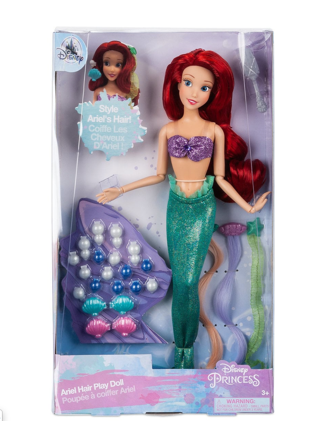 Disney Store The Little Mermaid Ariel Hair Play Doll New with Box