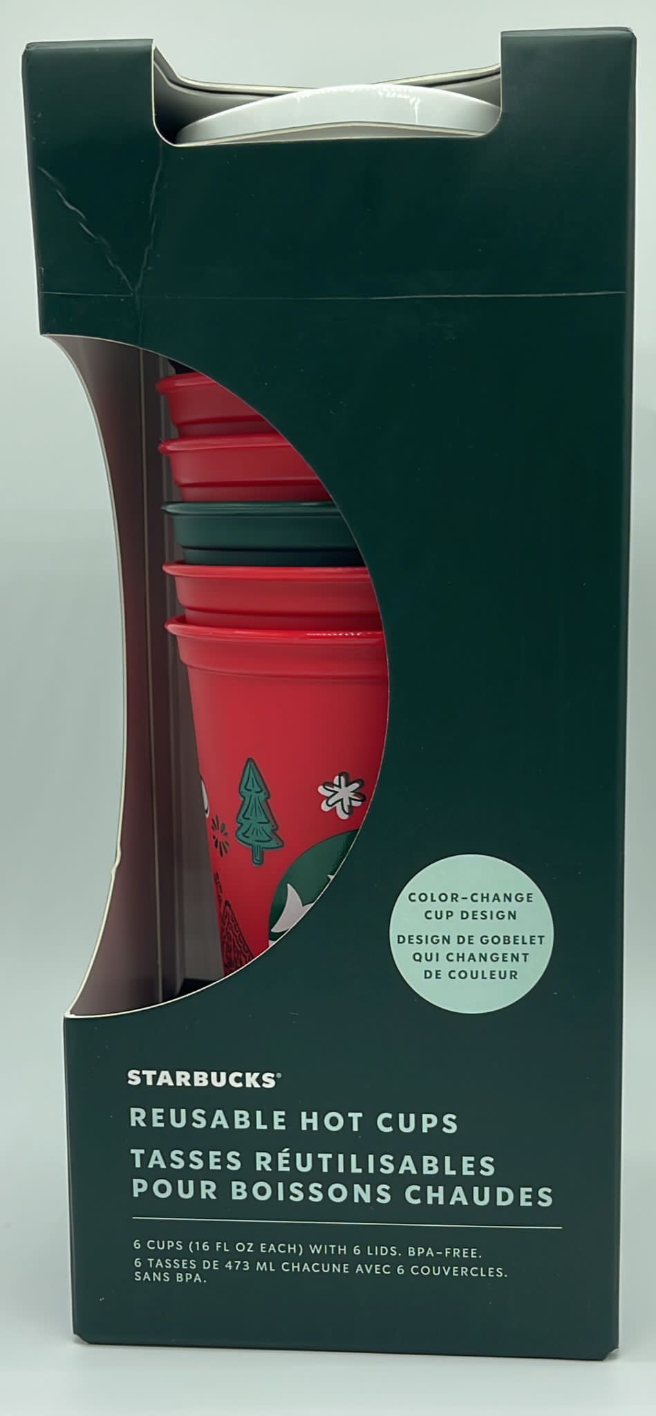 Starbucks 25th Christmas Holiday 2022 Color Change Reusable Cups Set 6 New Box