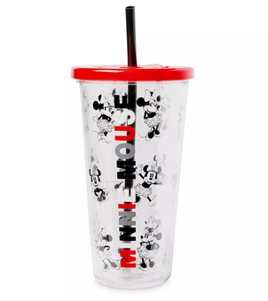 Disney Parks Minnie Pose Pattern Travel Tumbler with Straw New