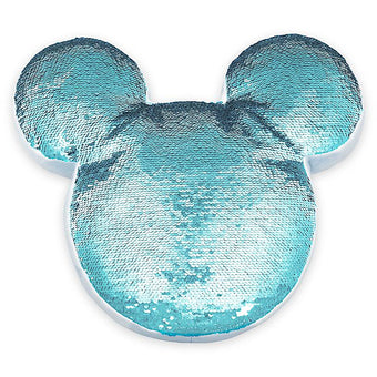 Disney Parks Mickey Icon Reversible Sequin Pillow Arendelle Aqua New with Tag