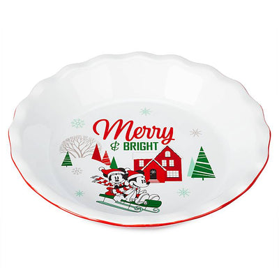 Disney Store Mickey and Minnie Mouse Holiday Pie Dish New