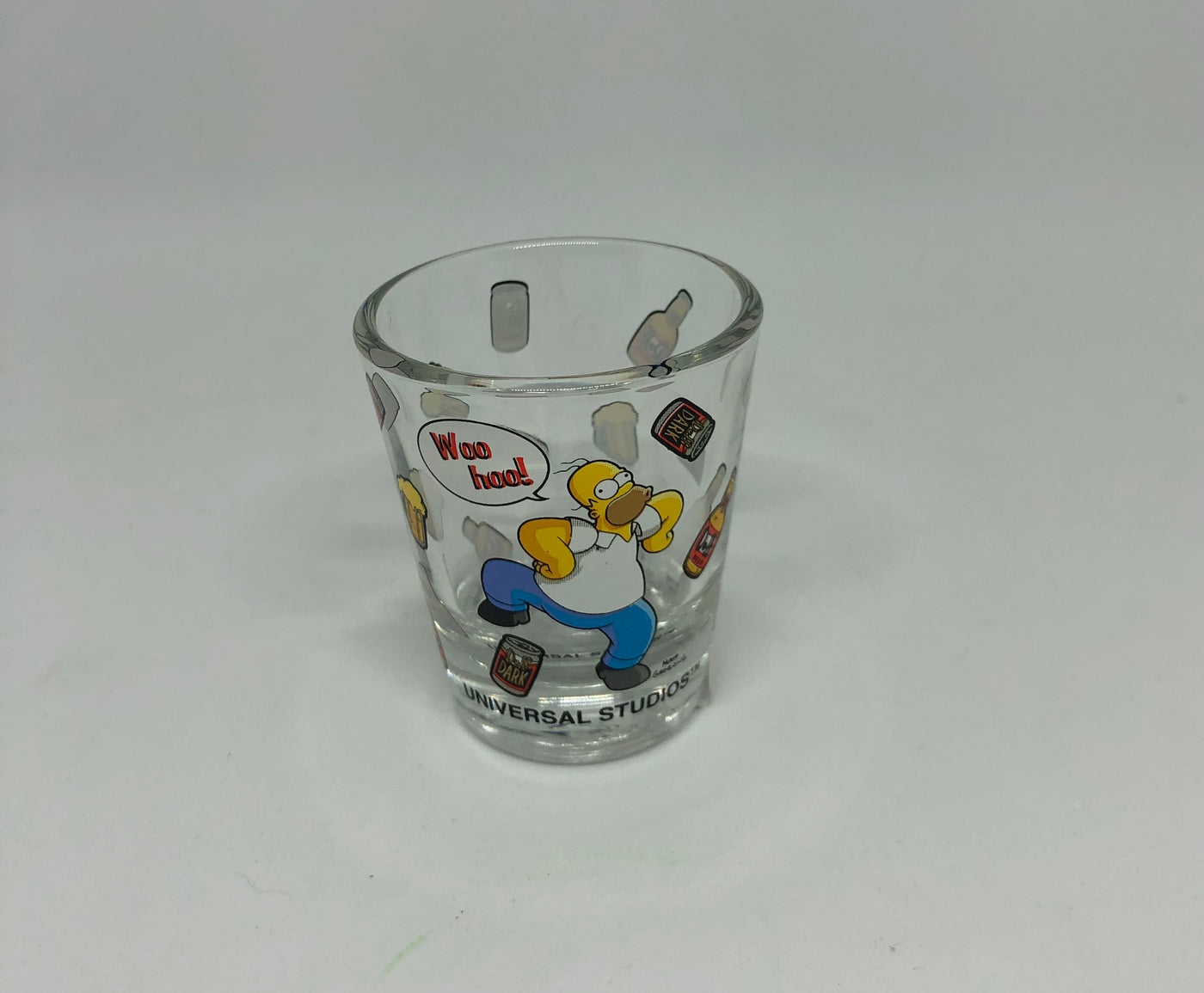 Universal Studios The Simpsons Homer Whoo Hoo Shot Glass New