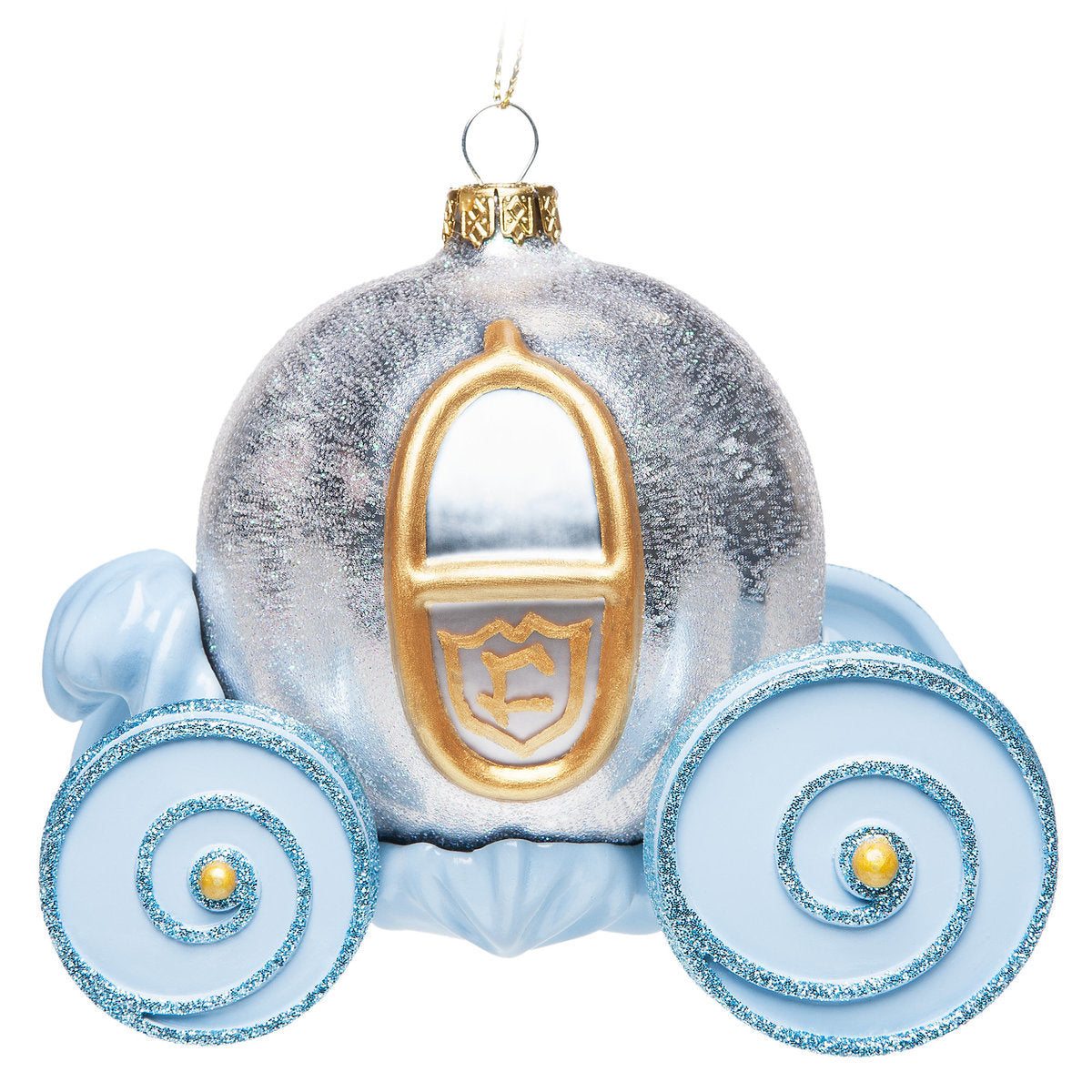 Disney Parks Cinderella Pumpkin Carriage Glass Christmas Ornament New with Tags
