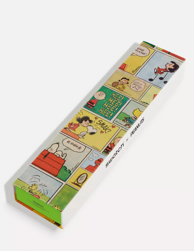 Swatch X Peanuts Smak Watch Snoopy Linus Lucy Comic Strip New with Box