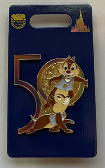 Disney Walt Disney World 50th Anniversary Chip and Dale Pin New with Card