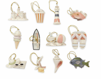 Lenox Summer Favorites Christmas Porcelain Ornament Set of 12 pcs New with Box