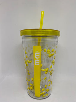 M&M's World Yellow Big Face Lentils Tumbler with Straw New