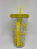 M&M's World Yellow Big Face Lentils Tumbler with Straw New