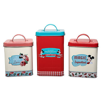 Disney Parks Back in the Day Mickey and Minnie Retro Canister Set New with Box