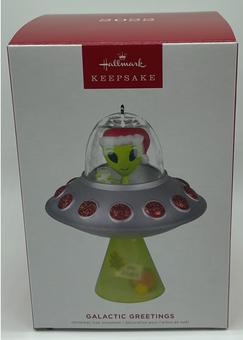 Hallmark 2022 Galactic Greetings Alien in UFO Christmas Ornament New With Box