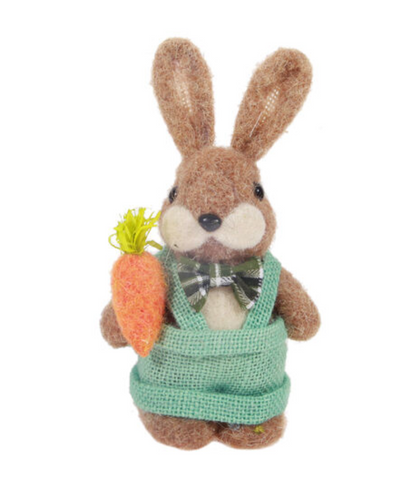 Happy Easter Decor Felt Bunny with Bow Tie and Carrot New with Tag