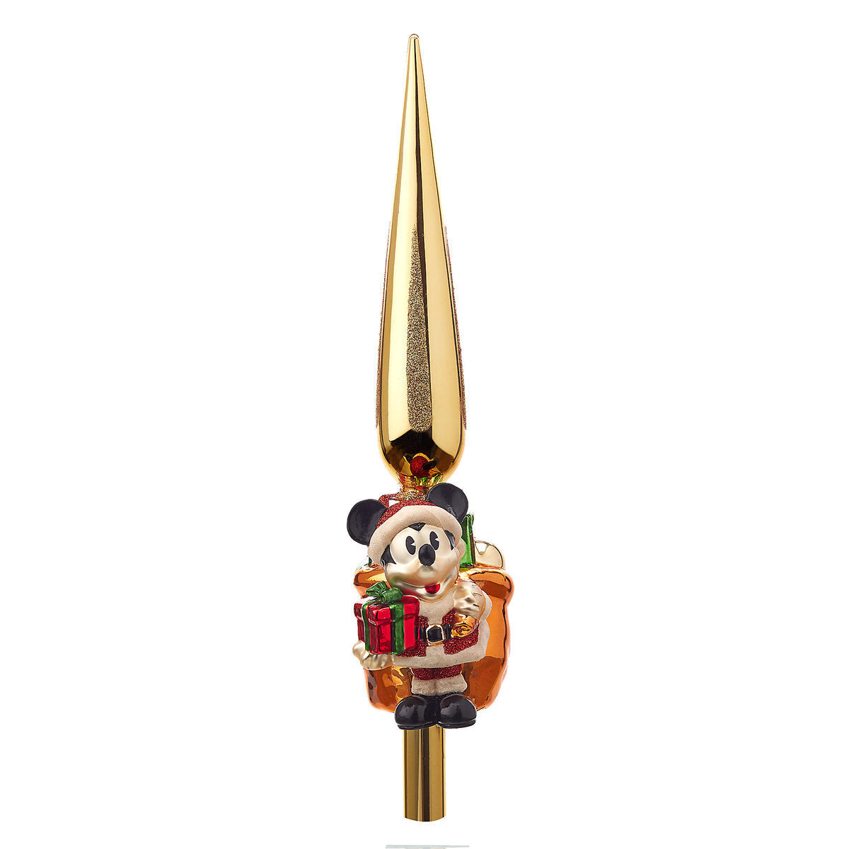Disney Parks Turn of the Century Holiday Santa Mickey Glass Tree Topper New Box