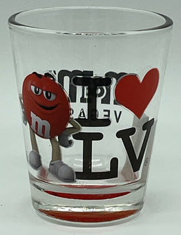 M&M's World I Love Las Vegas Clear Shot Glass New