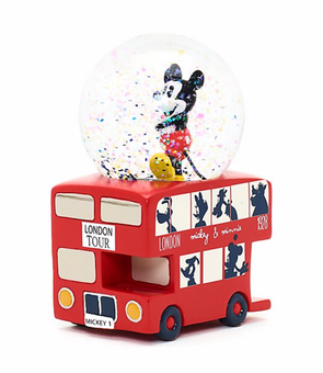Disney Store Mickey Mouse London Bus Mini Snow Globe New