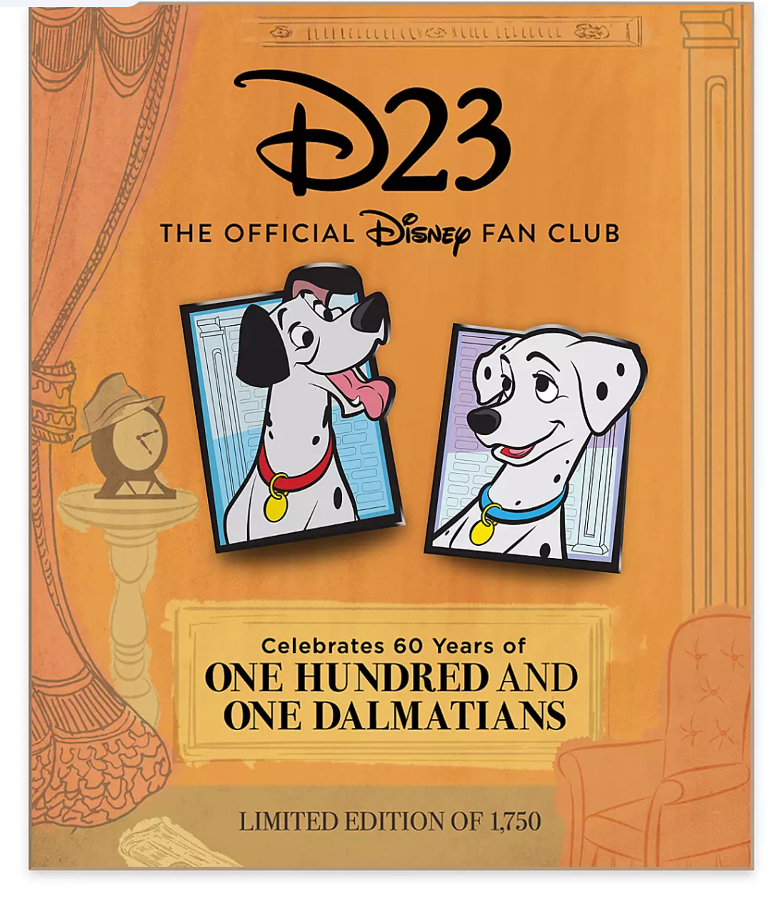 Disney D23 Exclusive 101 Dalmatians 60th Pin Limited Edition New with Card