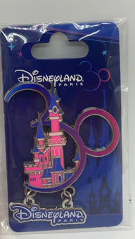 Disney 30th Anniversary Disneyland Paris Castle Dangle Pin New with Card