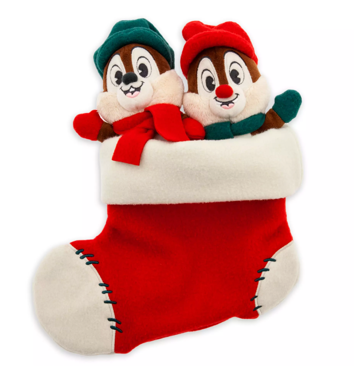 Disney Chip 'n Dale Duo in Santa Stocking Christmas Holiday Plush New with Tag