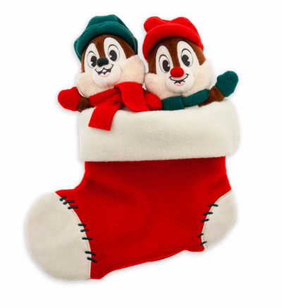 Disney Chip 'n Dale Duo in Santa Stocking Christmas Holiday Plush New with Tag