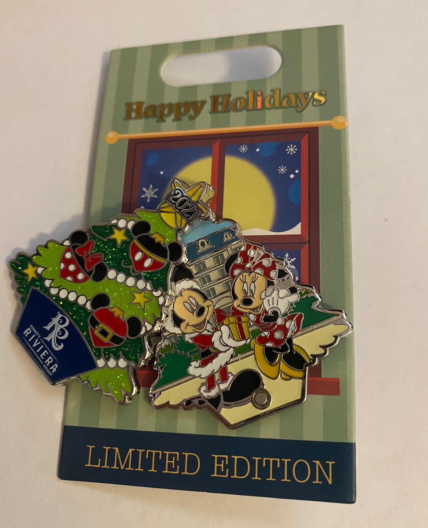 Disney Parks Riviera Mickey Minnie 2021 Happy Holidays Limited Pin New with Card